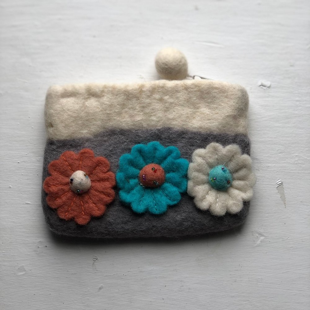 Rising Tide Flower Felt Pouch